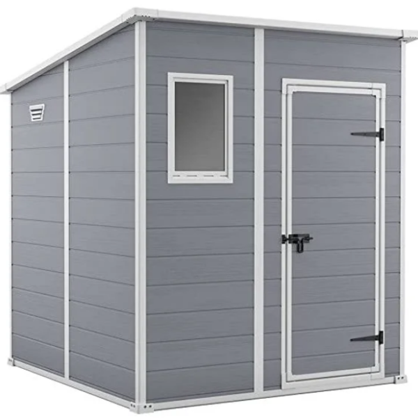 6′ x 6′ Manor Plastic Pent Garden Storage Shed – Grey