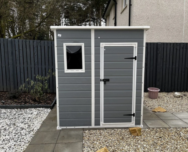 6′ x 6′ Manor Plastic Pent Garden Storage Shed – Grey - Image 2