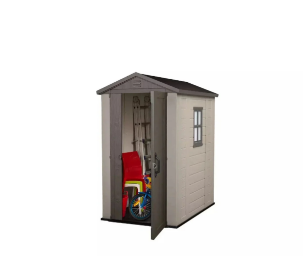 Keter 4’x6′ Factor Heavy Duty Plastic Garden Shed – Beige - Image 5