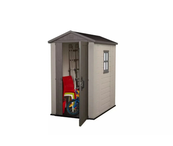 Gardenand Wood 4’x6′ Factor Heavy Duty Plastic Garden Shed – Beige