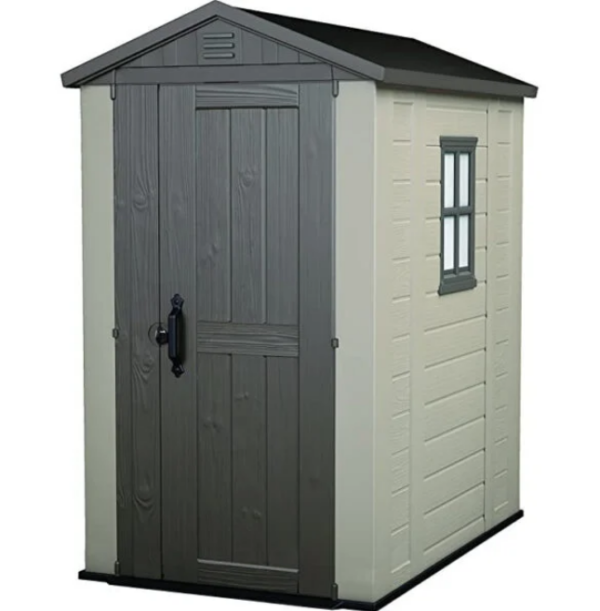 Gardenand Wood 4’x6′ Factor Heavy Duty Plastic Garden Shed – Beige - Image 5