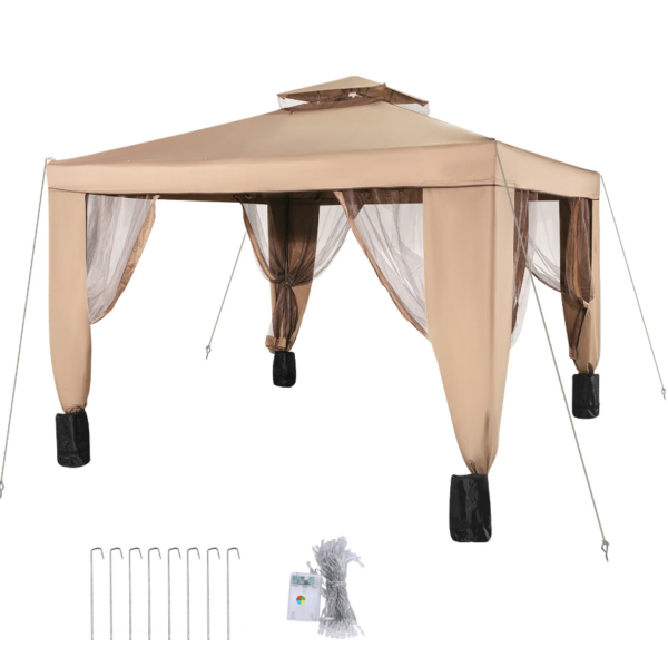 thegardenwood Premium Quality 10x10ft Outdoor Canopy Gazebo - Waterproof, UV Protection, Brown - Large Shade Area - Easy Set Up - Ideal for Outdoor Activities - Image 4